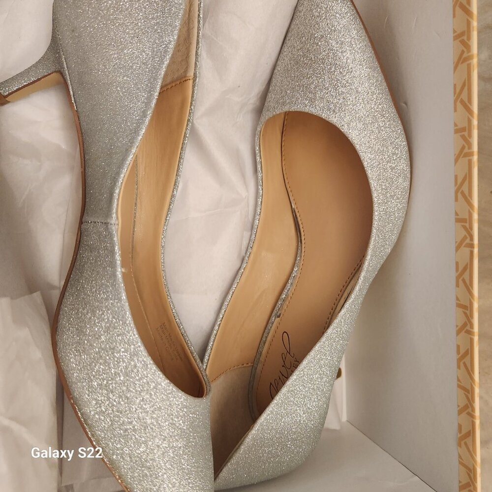 Jewel Badgley Mishka Royalty Pointed Silver Toe Kitten Heels. NIB. Size Various - Picture 9 of 11